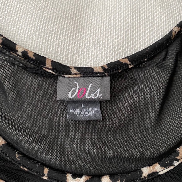 Dots Leopard Print Peplum Illusion Top size Large - Picture 4 of 6